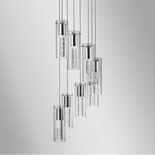  PD4408-CH - Eight Lamp Led Pendant With Encased Crystal Bubbles In A Clear Glass Shade With Chrome