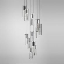  PD4412-CH - Twelve Lamp Led Pendant With Encased Crystal Bubbles In A Clear Glass Shade With Chrome