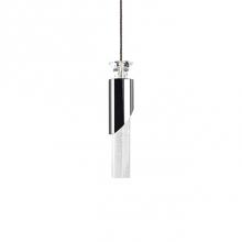  PD54404-CH - Single Pendant Brut With Bubble Encased Crystal Cylinder. Metal Details In Chrome Finish,