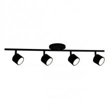  TR10031-BK - Modern Led Fixed Track Fixture With Five Die Cast Aluminum Heads And Frosted Glass Diffusers.