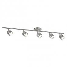  TR10036-BN - Modern Led Fixed Track Fixture With Five Die Cast Aluminum Heads And Frosted Glass Diffusers.