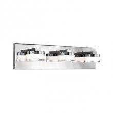  VL3918-CH - Three Stout, Machined Acrylic Cylinders Are Capped With Clear Glass On One End, Chrome Metal On