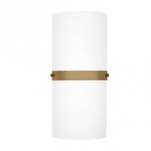  WS3413-VB - Single Led Wall Sconce With Half Cylinder Shaped White Opal Glass And Vintage Brass Band