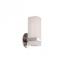  WS8809-BN - A Rectangular Tube Of White Opal Glass Is Attached To The Wall With A Delicate, Square Metal